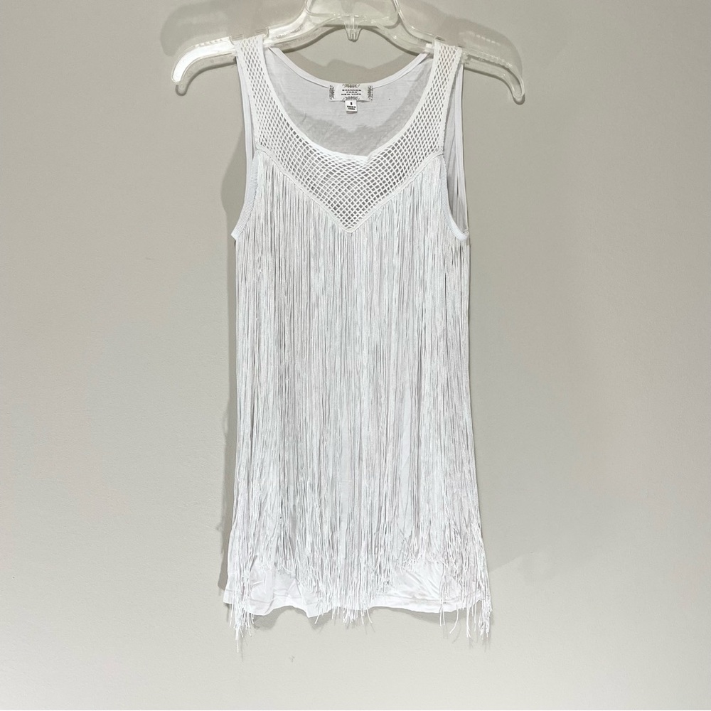 Shannon Ford New York White Fringe Tank Top Size S